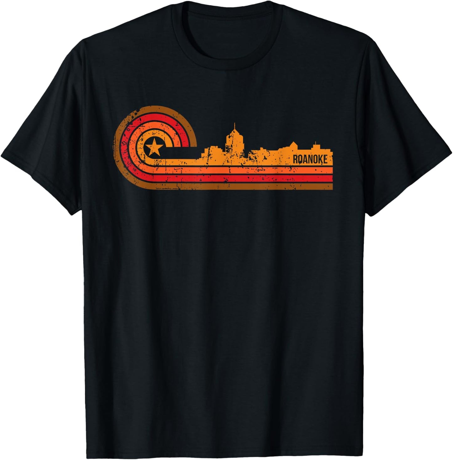 Retro Roanoke - Roanoke VA Skyline Shirt T-Shirt - T-Shirt | Black