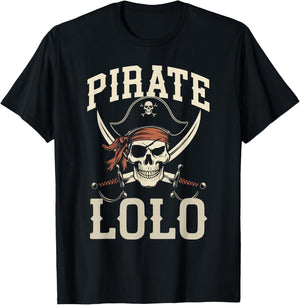 Pirate Lolo Funny Captain Matching Grandpa Halloween Costume T-Shirt - T-Shirt | Black