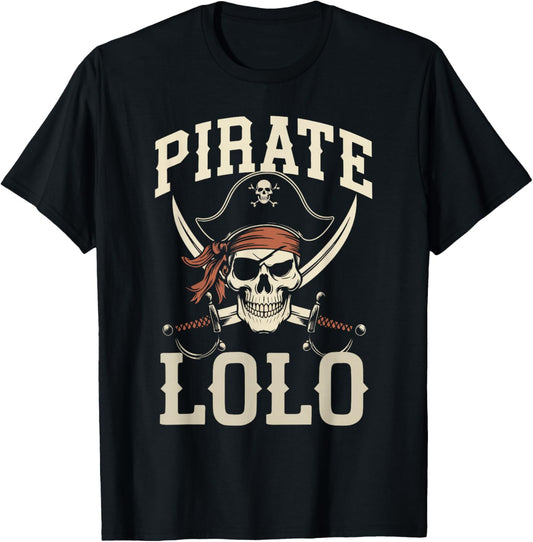 Pirate Lolo Funny Captain Matching Grandpa Halloween Costume T-Shirt - T-Shirt | Black