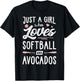 Just A Girl Who Loves Softball And Avocados Gift Women T-Shirt - T-Shirt | Black