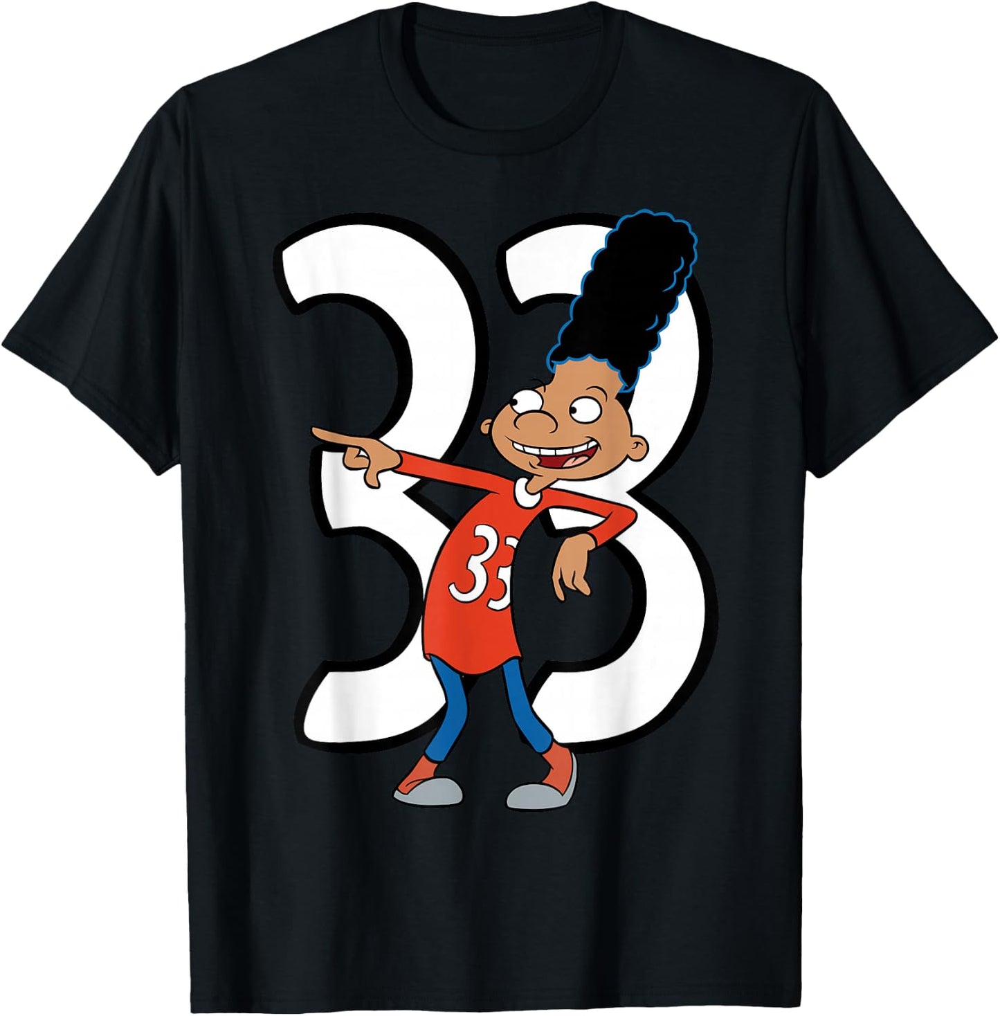 Hey Arnold! 33 Jersey Gerald Pose T-Shirt - T-Shirt | Black