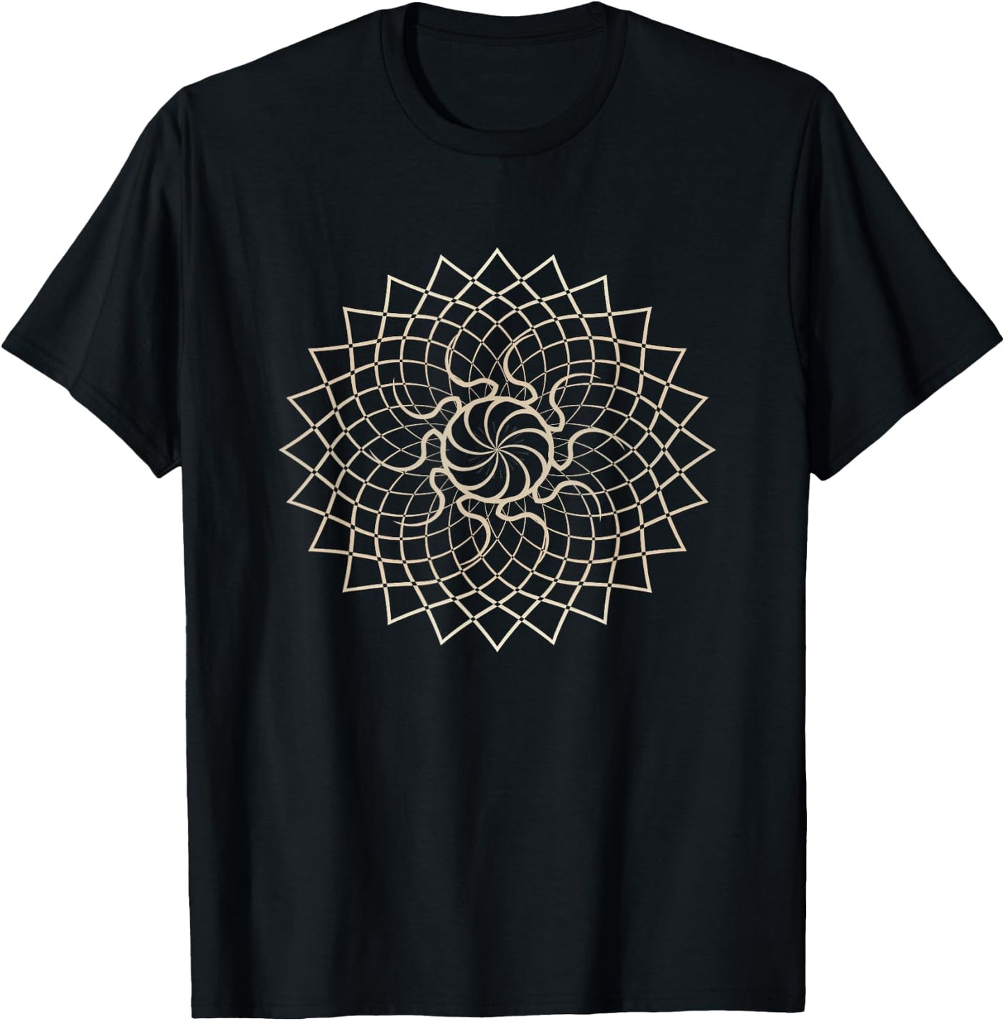 Mandala Geometry Sacred Fractal Art Yoga Mantra Good Vibe T-Shirt - T-Shirt | Black