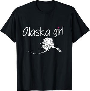 Alaska Girl I Love Alaska Home State Cute Alaska T-Shirt - T-Shirt | Black