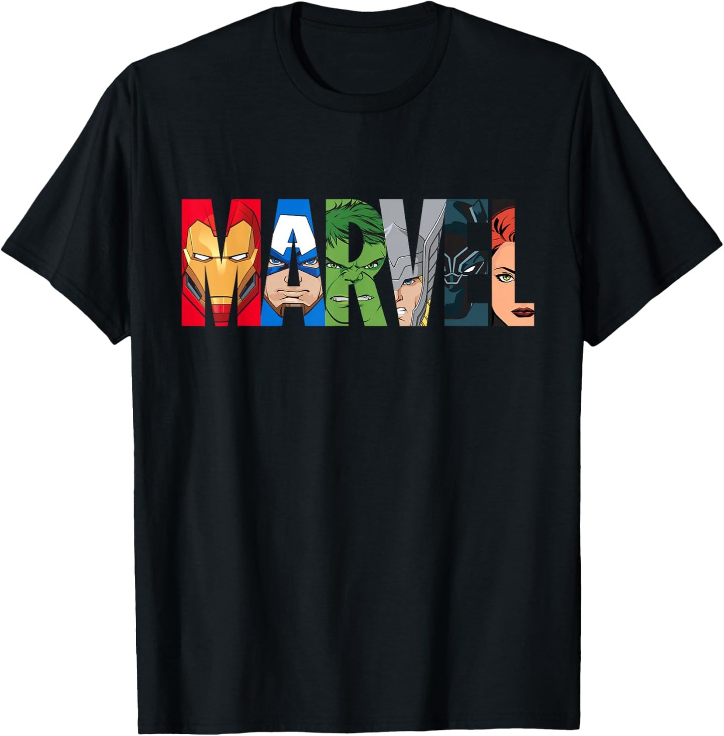 Marvel Logo Avengers Super Heroes T-Shirt - T-Shirt | Black