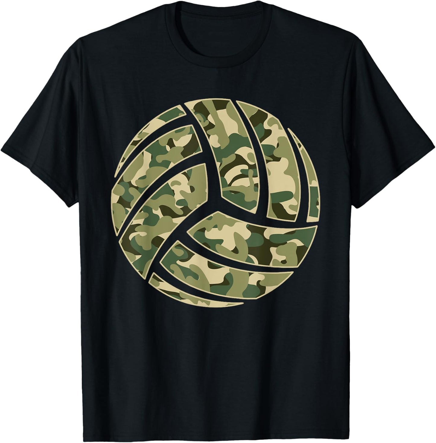 Camouflage Volleyball Lover Player Fan Cute Camo Volleyball T-Shirt - T-Shirt | Black