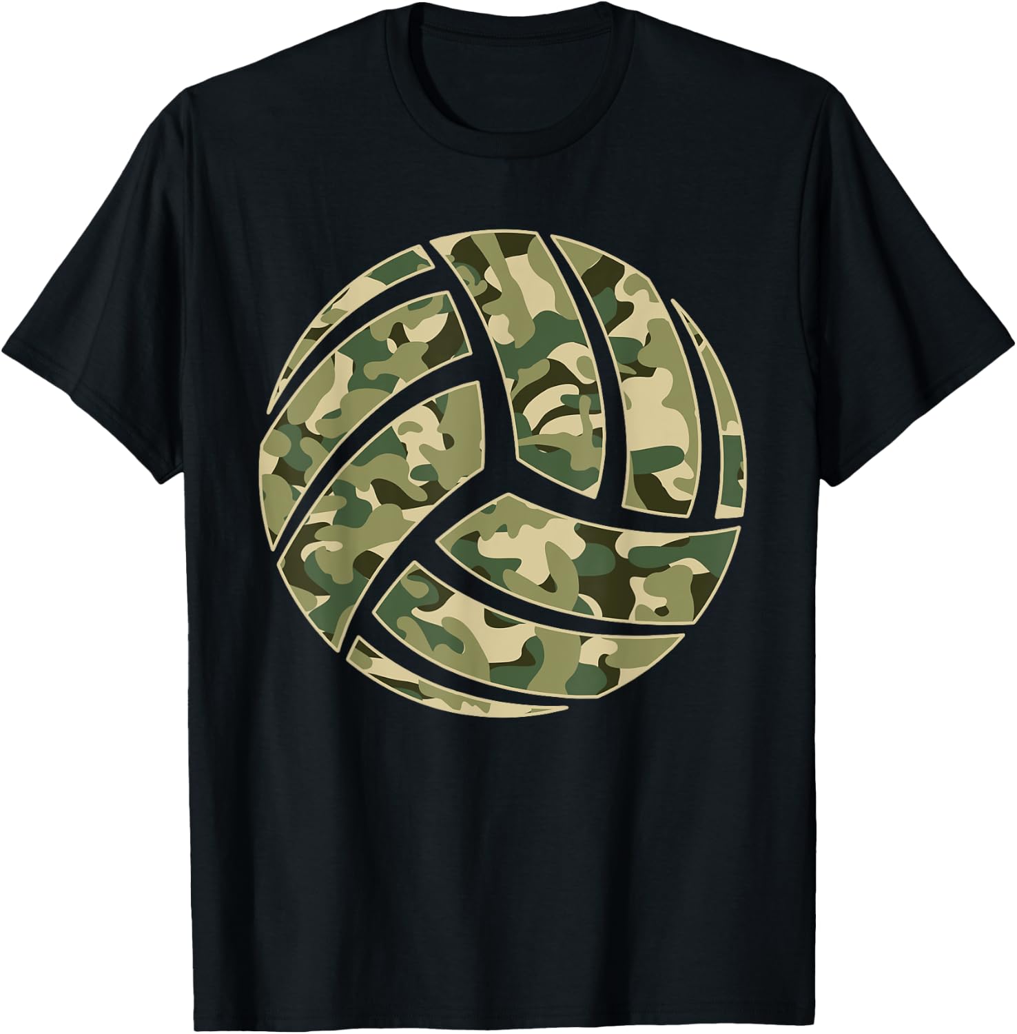 Camouflage Volleyball Lover Player Fan Cute Camo Volleyball T-Shirt - T-Shirt | Black