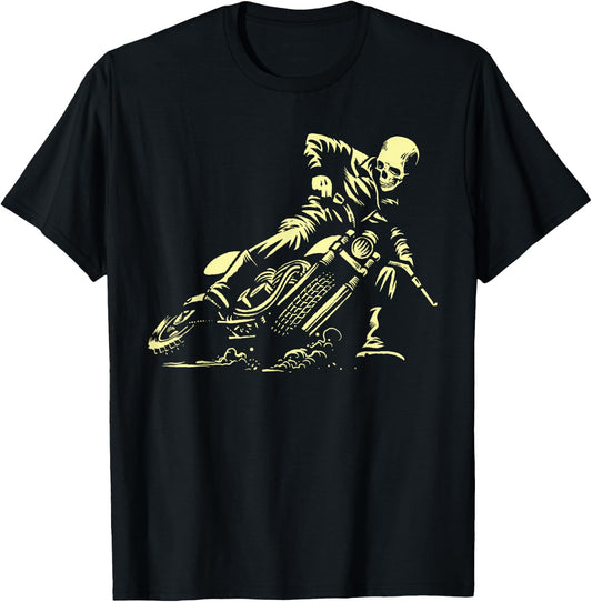 Cafe Racer - Ghost Drift Rider - Vintage Motorcycle T-Shirt - T-Shirt | Black