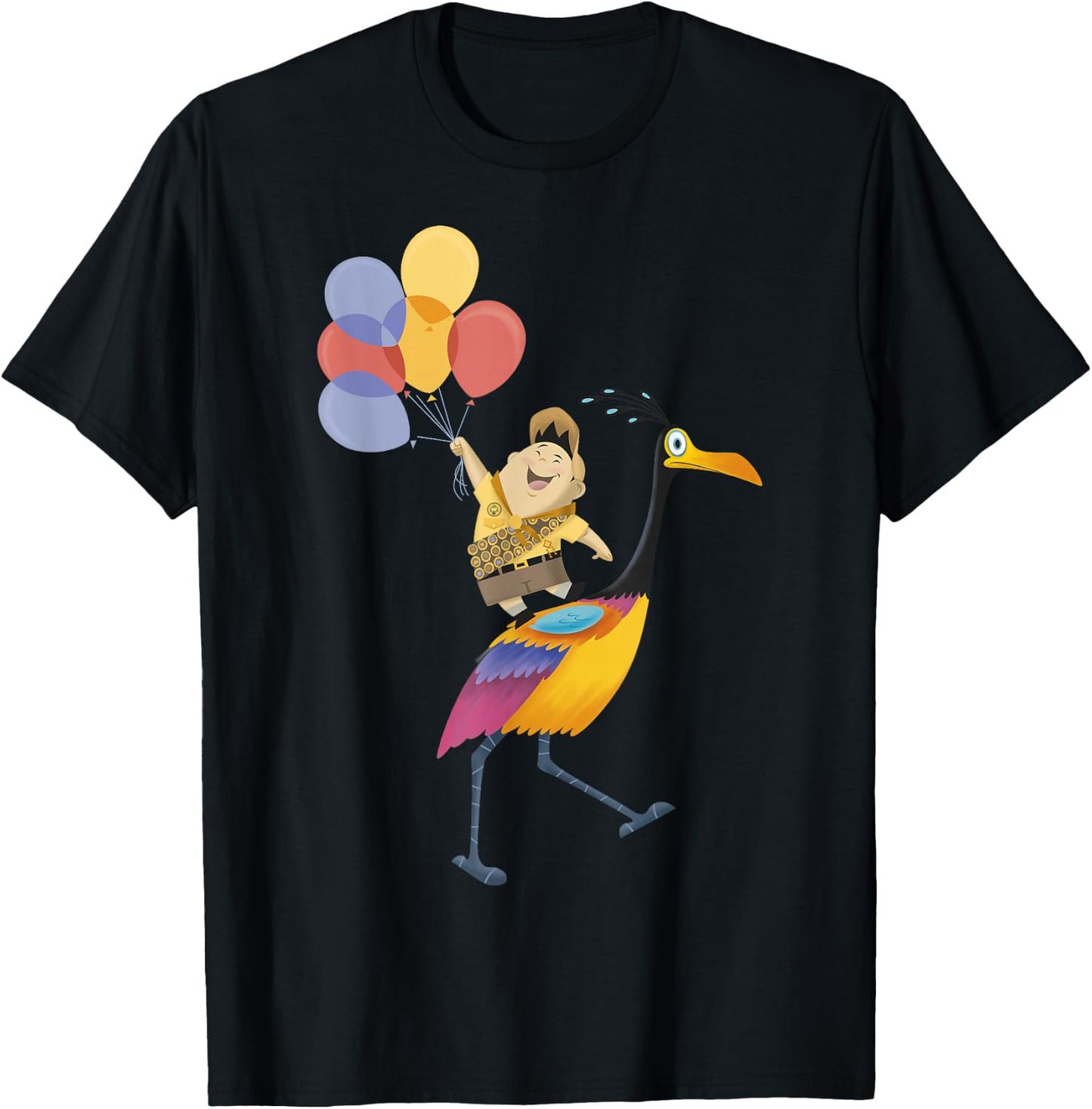 Disney Pixar Up Russell Balloons On Kevin Graphic T-Shirt - T-Shirt | Black