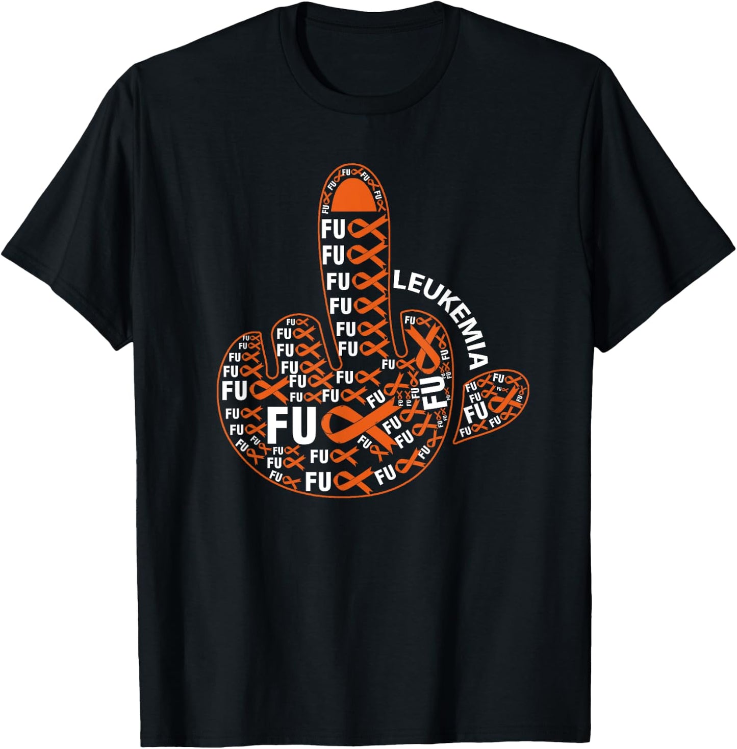 Fuck LEUKEMIA Shirt Middle finger LEUKEMIA T-Shirt - T-Shirt | Black