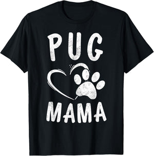 Cute Pug Mama Gift Pet Pugs Lover Apparel Dog Puggle Mom Men Women Girls Kids T-Shirt - T-Shirt | Black