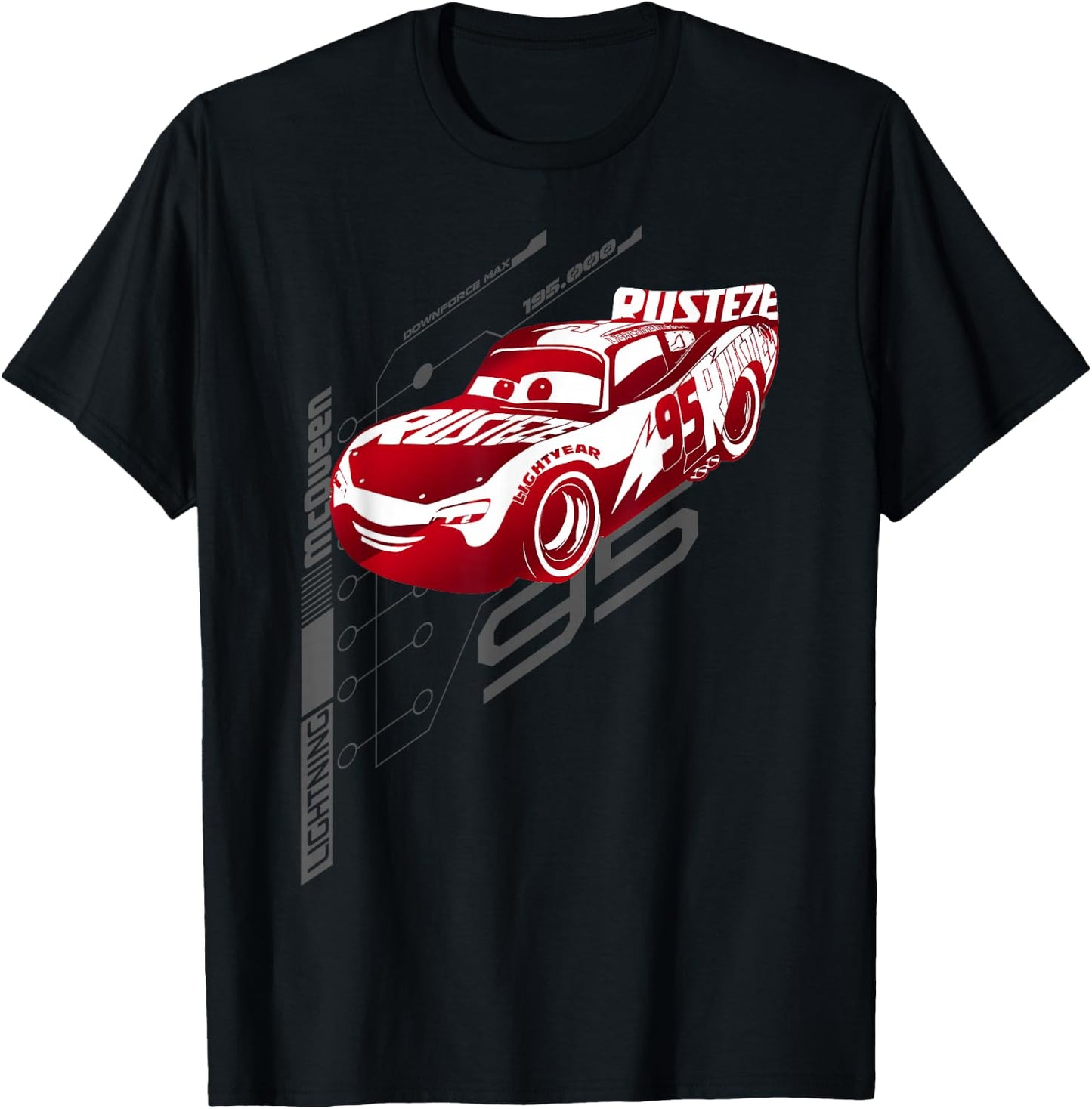 Disney Pixar Cars Lightning McQueen Neon Schematics Logo T-Shirt - T-Shirt | Black