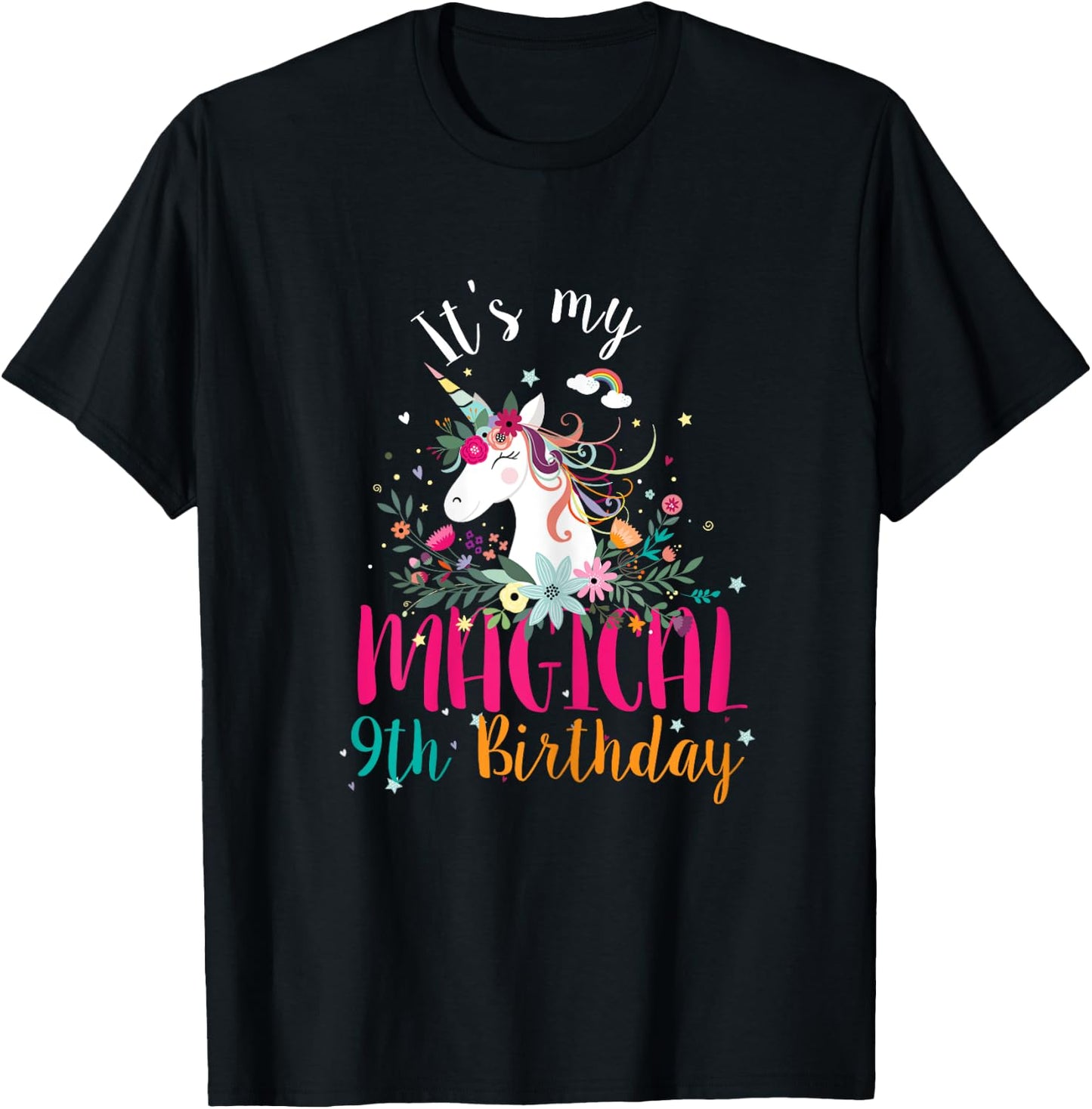 Its my 9th Birthday Unicorn Gifts 9 Years Old Birthday Girl T-Shirt - T-Shirt | Black