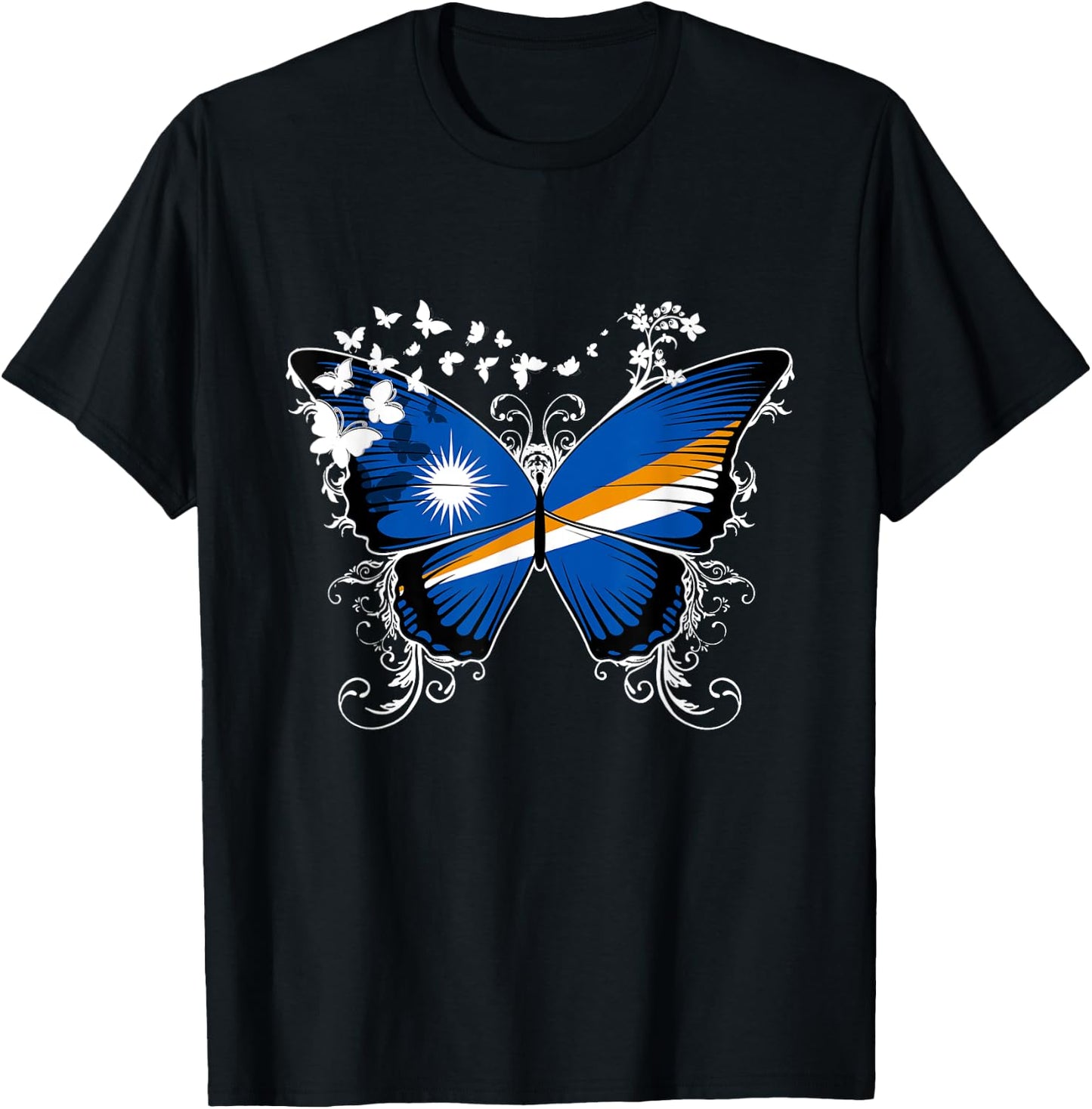 Marshall Islands Flag Shirt Butterfly Graphic T Shirt T-Shirt - T-Shirt | Black