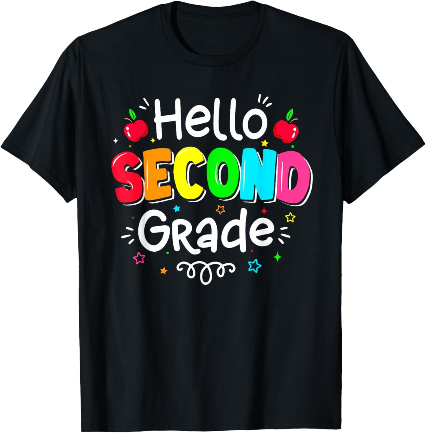 Hello Second Grade Boy Girl Teacher Back to School 2nd Grade T-Shirt - T-Shirt | Black