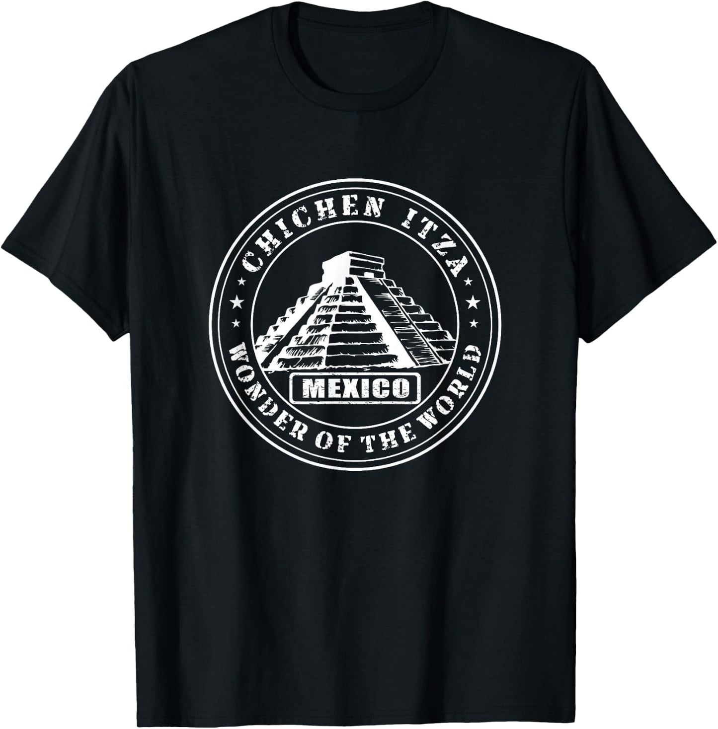 Mexico Shirt - Chichen Itza Stamp Tourist Travel Gift T-Shirt - T-Shirt | Black