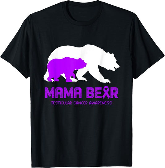 Mama Bear Testicular Cancer Awareness Shirt Men T-Shirt - T-Shirt | Black