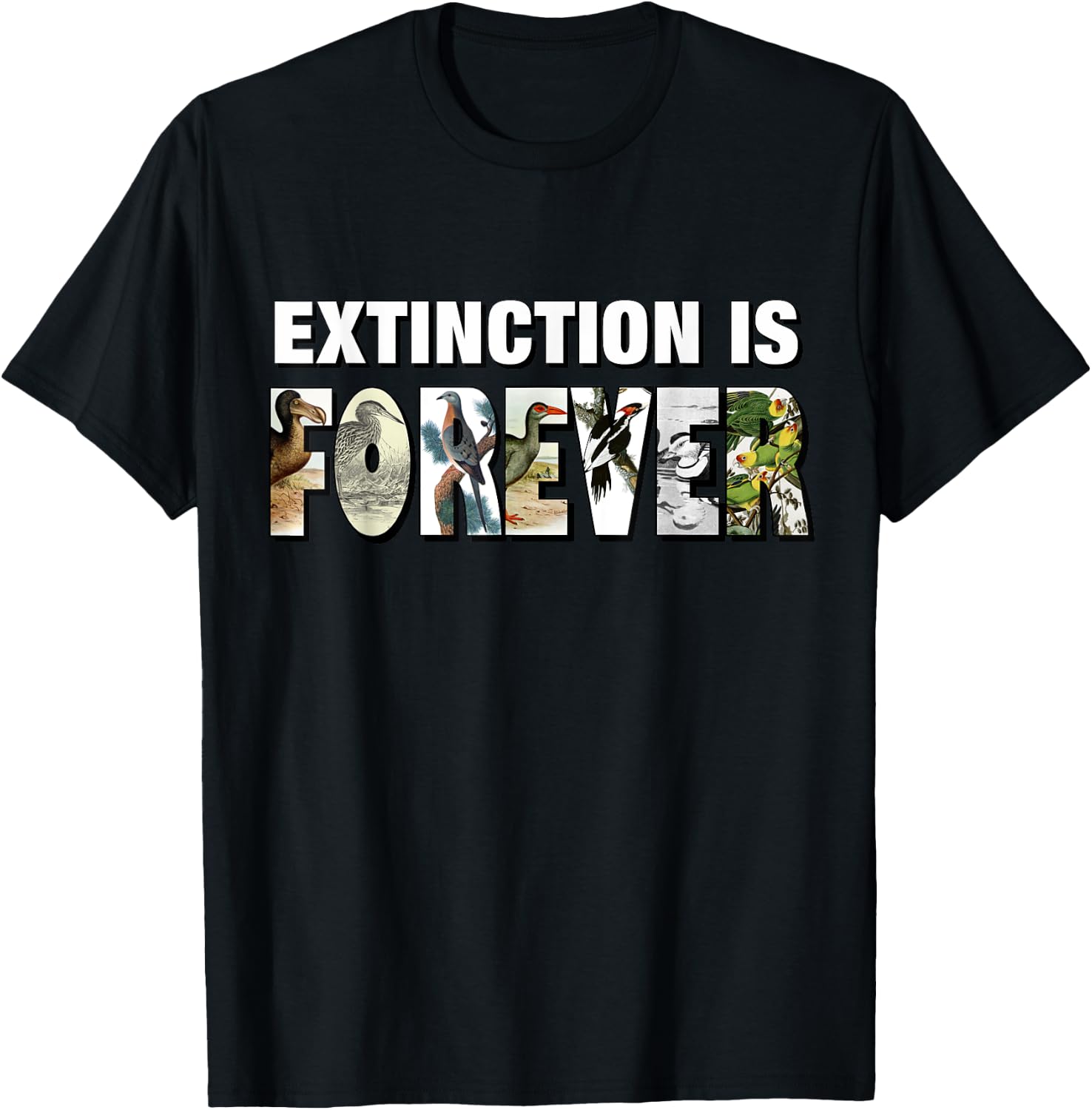 Extinction Is Forever Extinct Birds T-Shirt - T-Shirt | Black