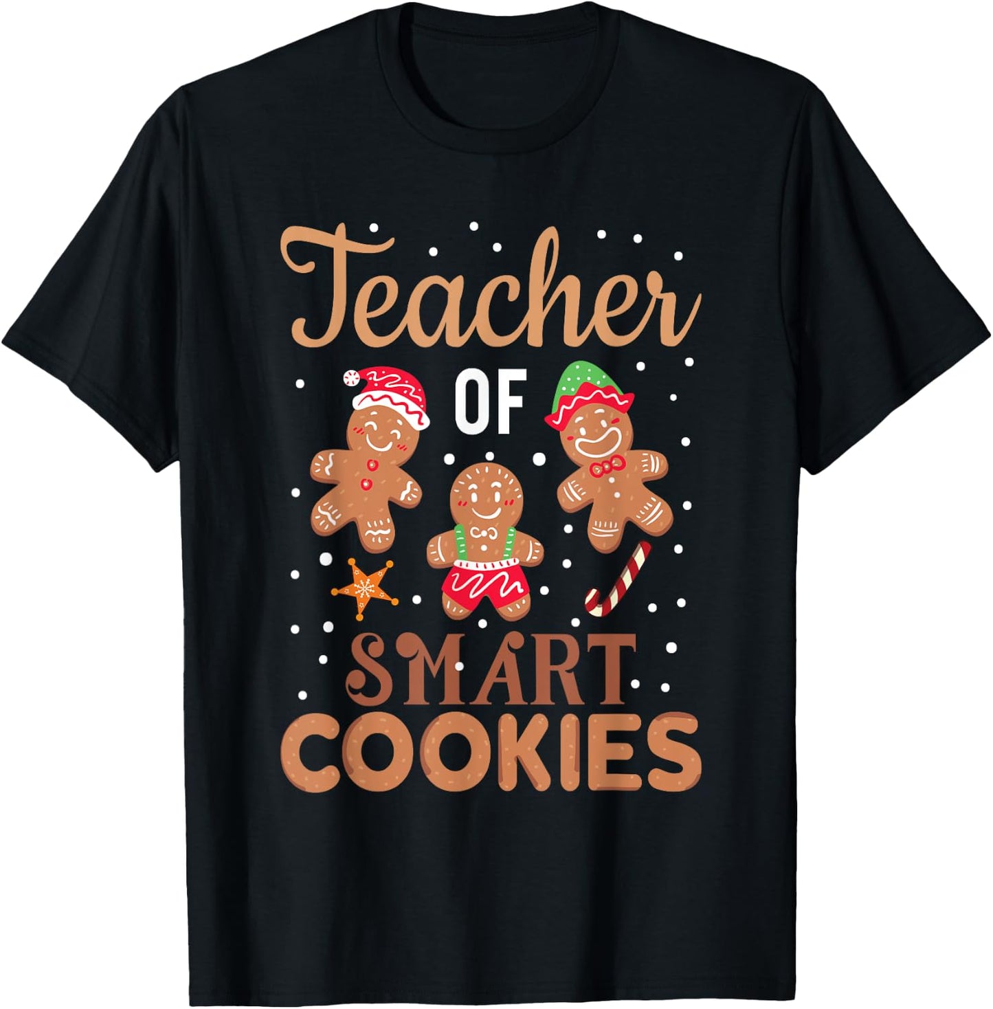 Christmas Teacher Cute Gingerbread Cookies Women Kids T-Shirt - T-Shirt | Black