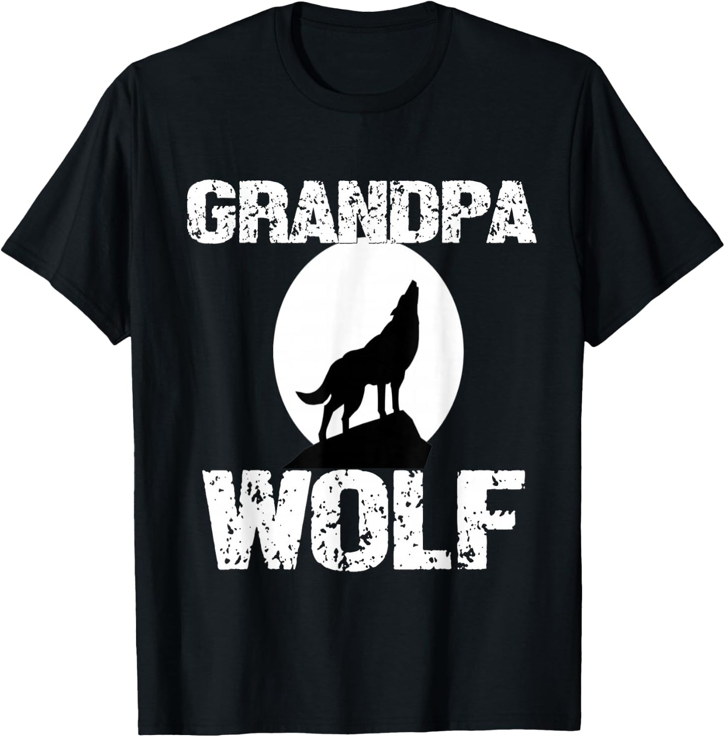 Grandpa Wolf Matching Family Tribe Wolves Moon Dad Papa T-Shirt - T-Shirt | Black