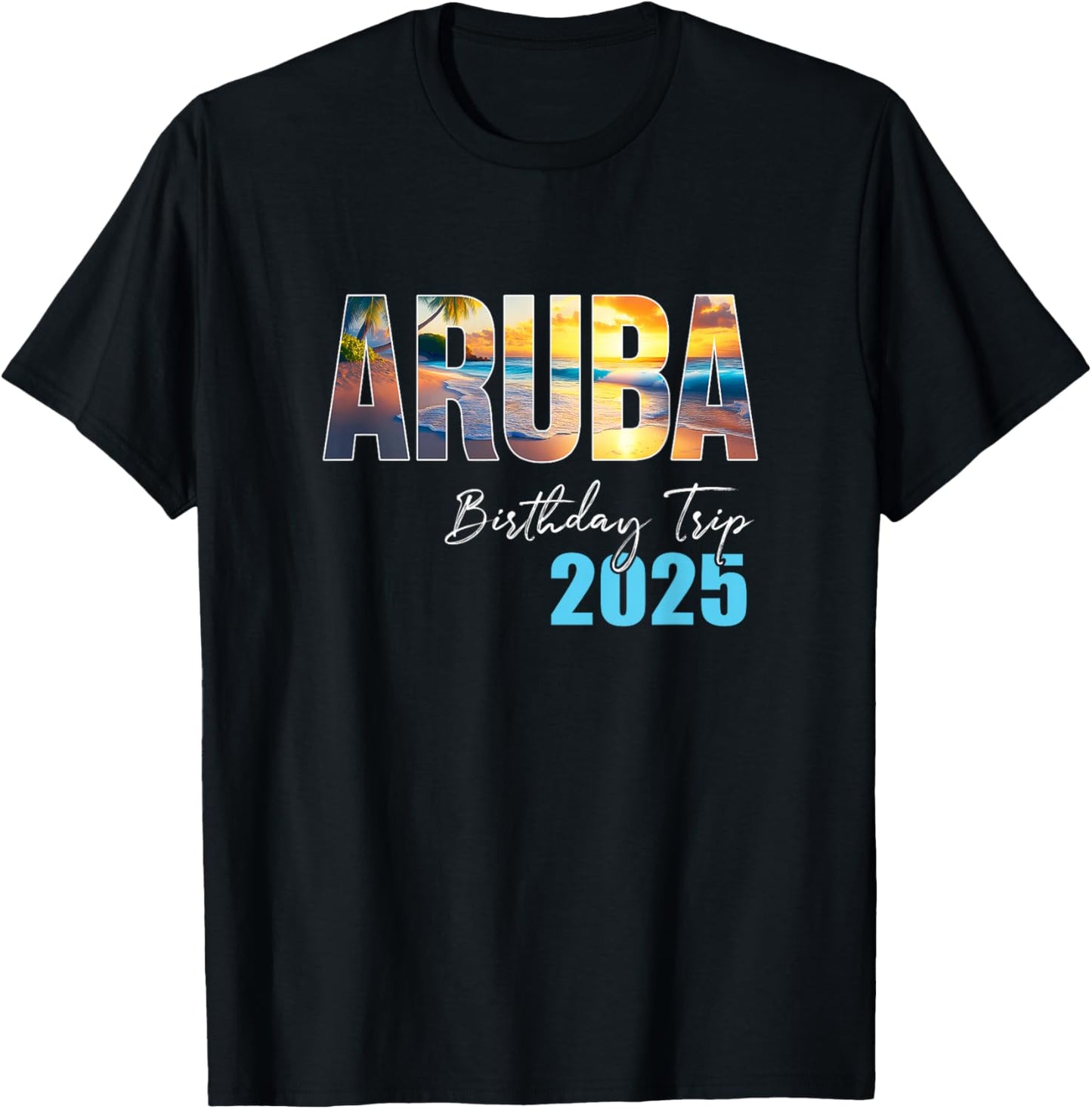 Aruba Birthday Trip 2025 Vacation Party Crew Cruise T-Shirt - T-Shirt | Black