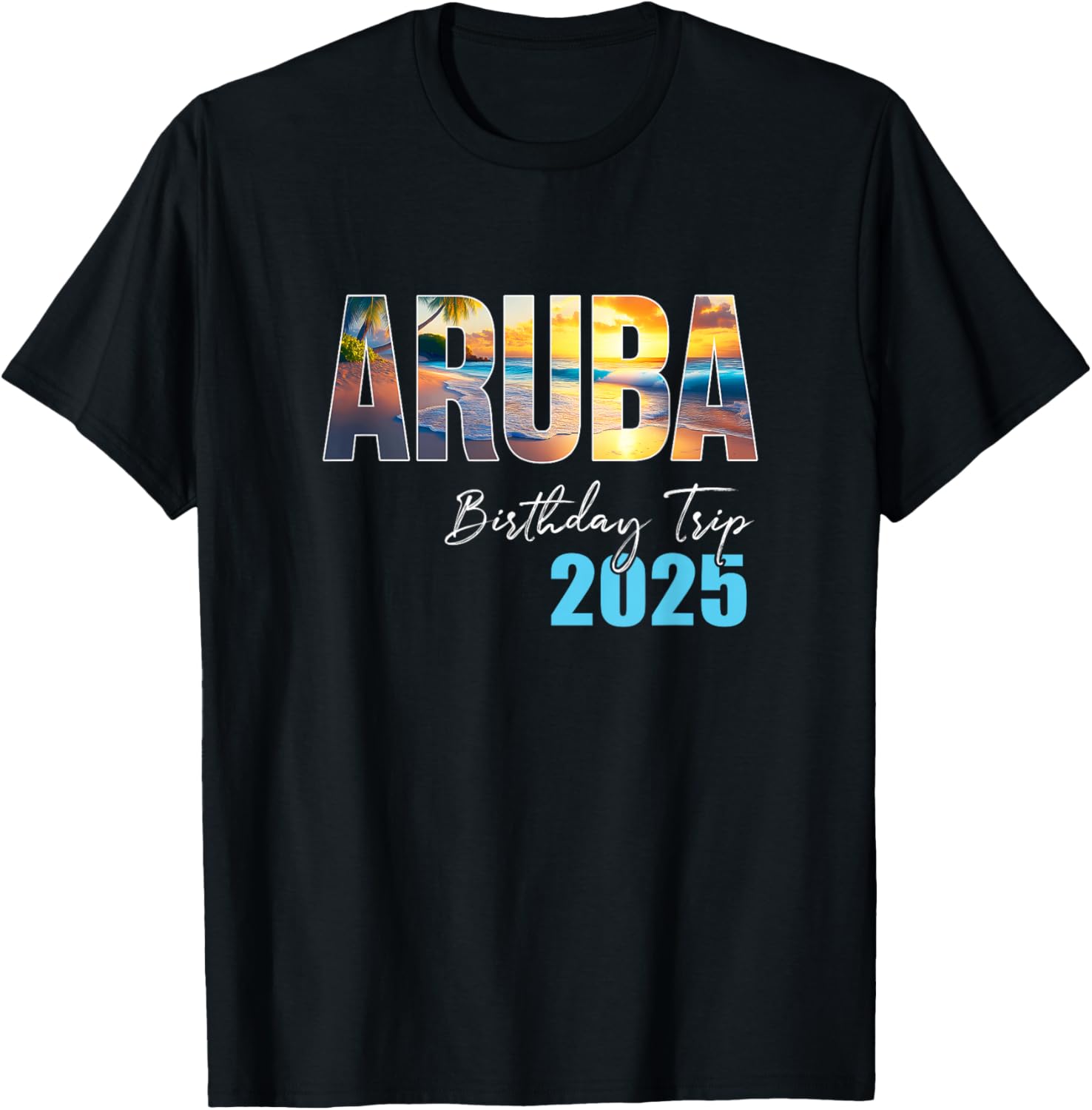 Aruba Birthday Trip 2025 Vacation Party Crew Cruise T-Shirt - T-Shirt | Black
