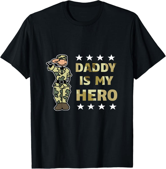 Daddy is my Hero Military T-Shirt - T-Shirt | Black