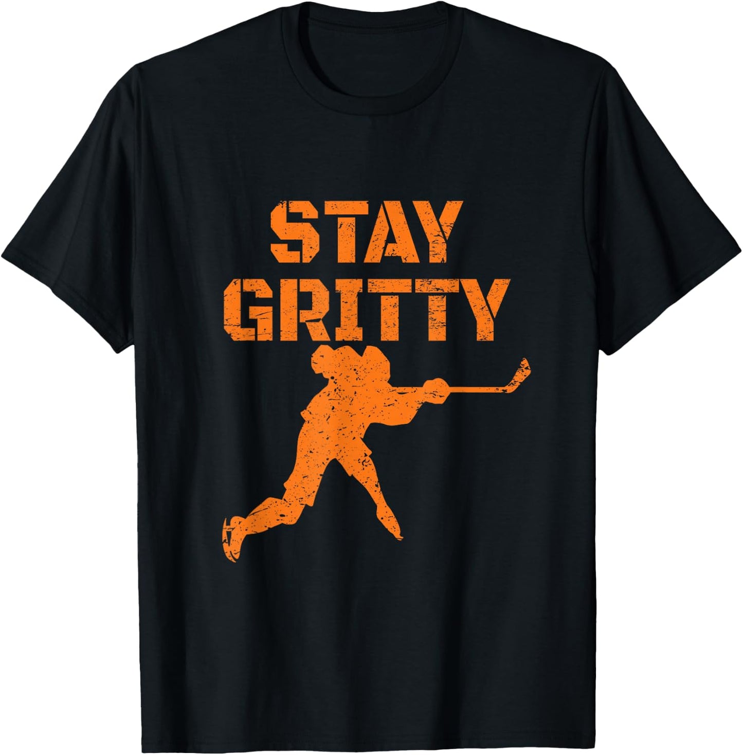 Stay Gritty Funny Ice Hockey Philly Gift Vintage T-Shirt - T-Shirt | Black