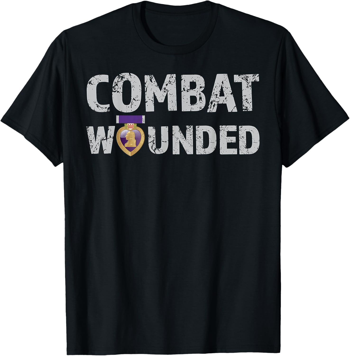 Purple Heart Award Shirt Combat Wounded Veteran T-Shirt - T-Shirt | Black