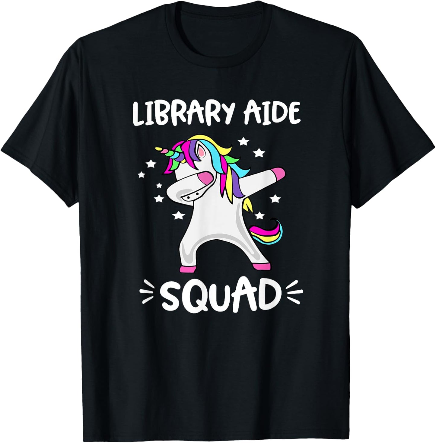 Library Aide Squad Dabbing Unicorn Library Aide T Shirt T-Shirt - T-Shirt | Black