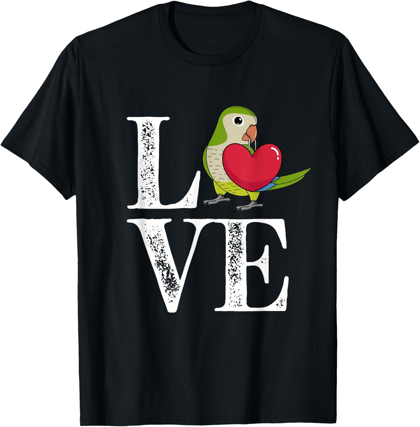Love Parrot I Green Monk Parakeet Quaker T-Shirt - T-Shirt | Black