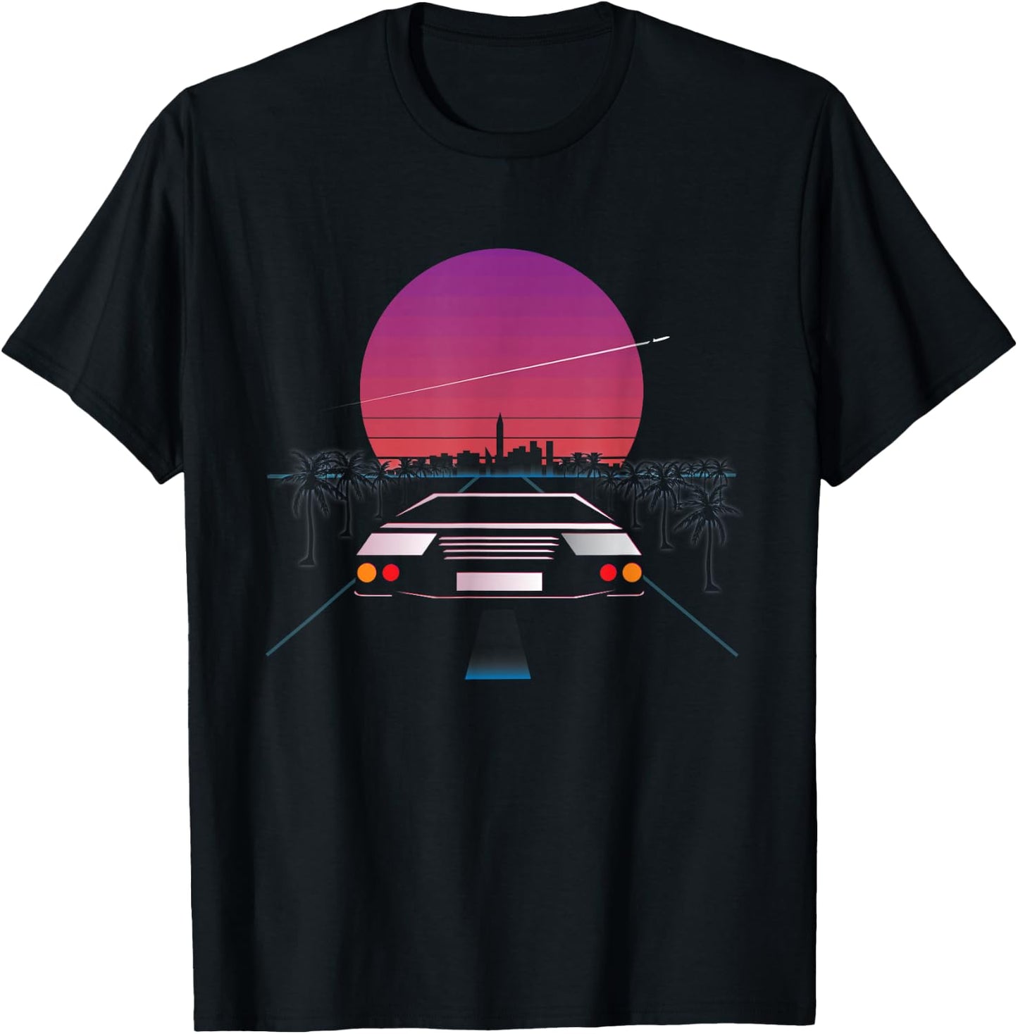 Retrowave Synthwave Aesthetics Sports Car T-Shirt - T-Shirt | Black