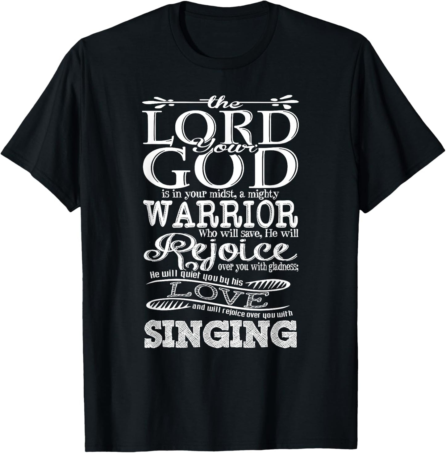 Bible Verse Shirt - Lord God Zephaniah 3:17 Christian Gift T-Shirt - T-Shirt | Black
