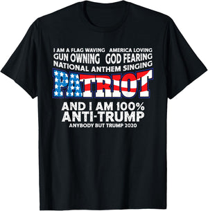 Patriots Flag Waving Red White And Blue Anti Trump T-Shirt - T-Shirt | Black