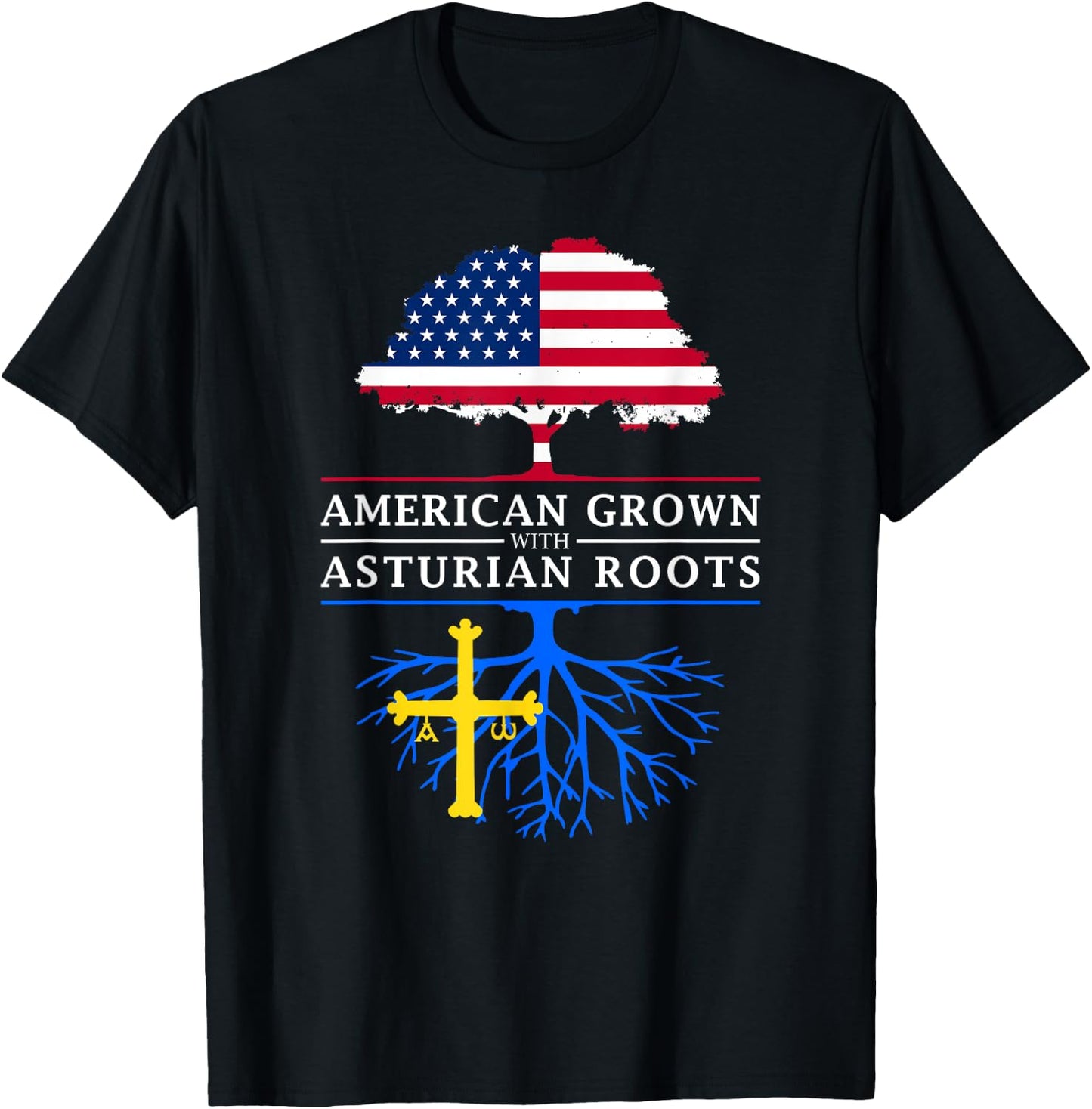 Asturian American Flag Reunion - Asturias Shirt T-Shirt - T-Shirt | Black