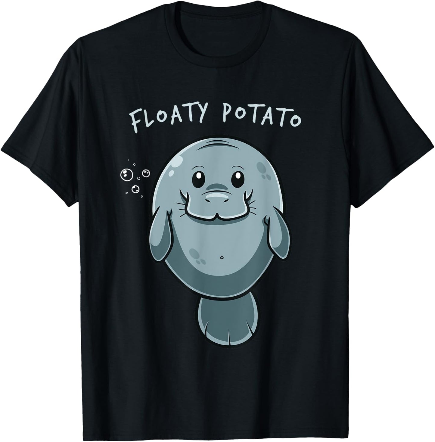 Floaty Potato Funny Manatee Sea Animal Manatees Potatoes T-Shirt - T-Shirt | Black