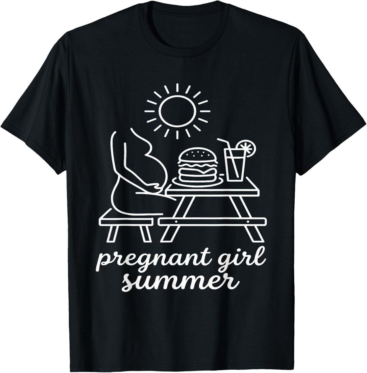 Pregnant Girl Summer - Pregnancy Announcement T-Shirt - T-Shirt | Black