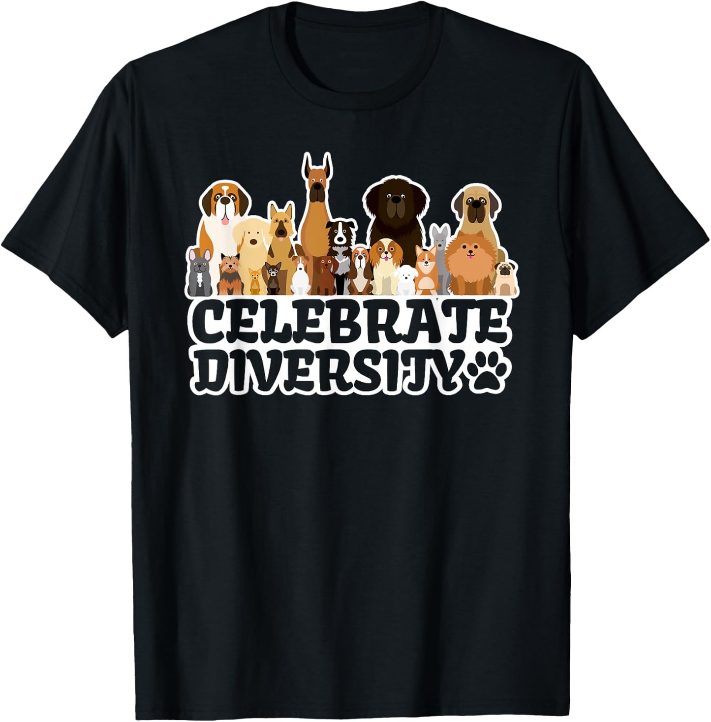 Funny Dog Lover | 'Celebrate Diversity' | Cute Dog Women Girls Kids T-Shirt - T-Shirt | Black