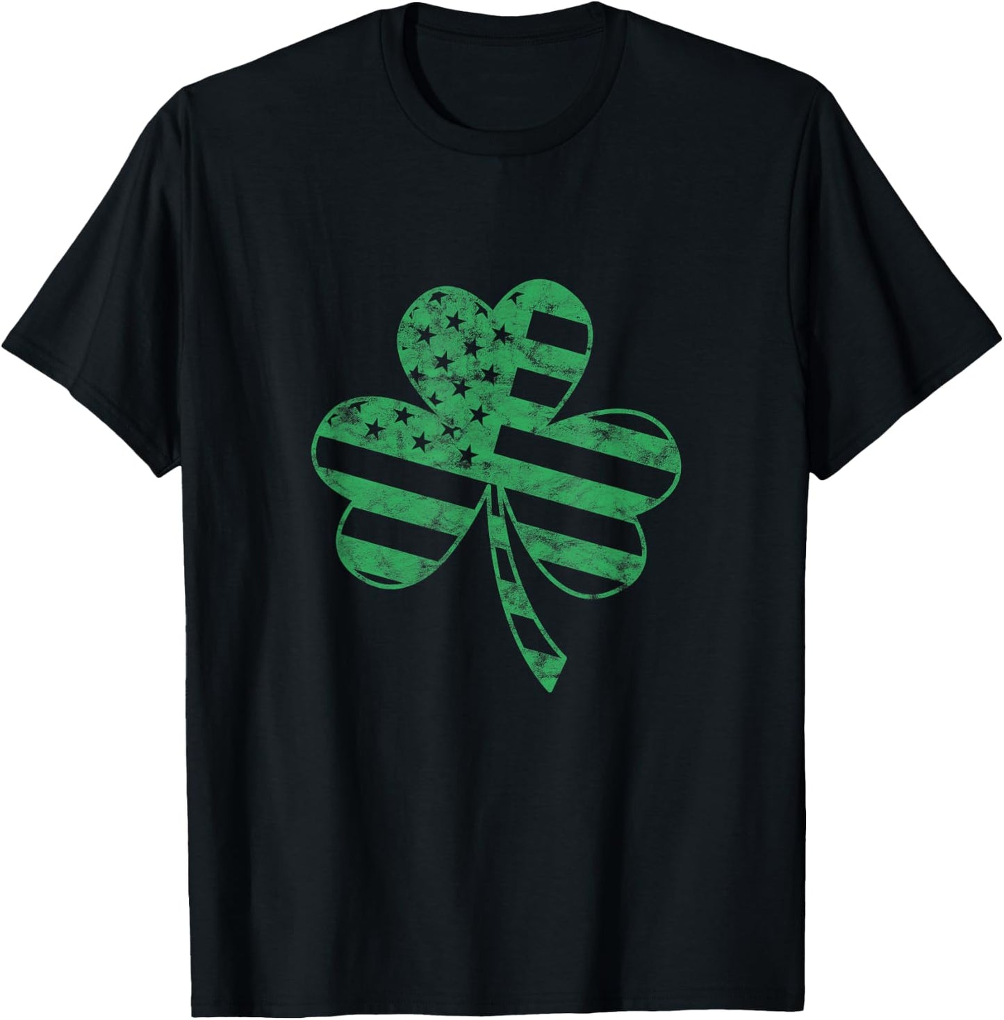 Irish American Flag Vintage Shamrock St Patricks Day T-Shirt - T-Shirt | Black