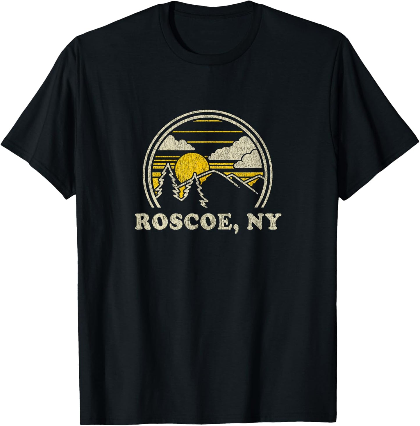 Roscoe New York NY T Shirt Vintage Hiking Mountains T-Shirt - T-Shirt | Black