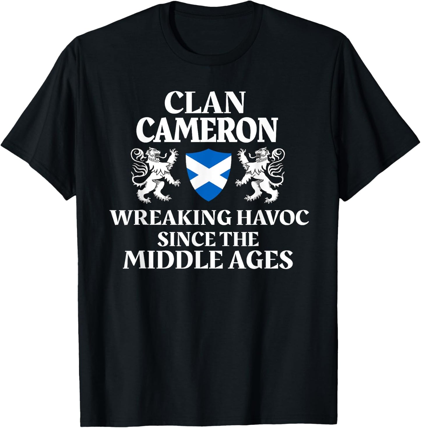 Cameron Scottish Family Clan Scotland Lion Sword T-Shirt - T-Shirt | Black
