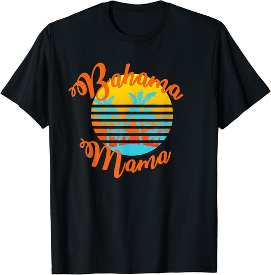Bahama Mama Retro sunset with palm trees T-Shirt - T-Shirt | Black