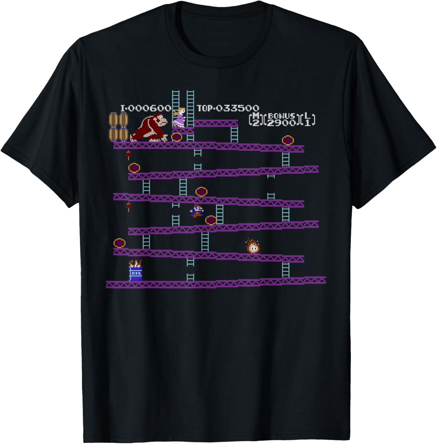 Donkey Kong Retro Arcade Game Screen T-Shirt - T-Shirt | Black