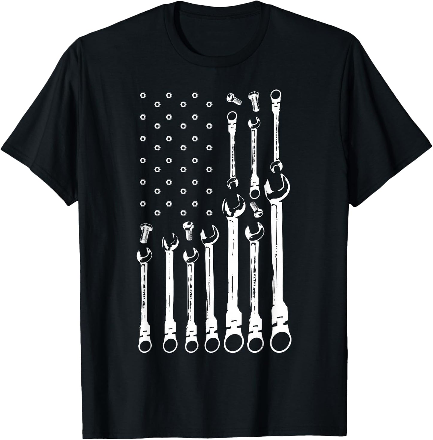 Mechanic Flag American Patriotic Flag Car Mechanic USA Flag T-Shirt - T-Shirt | Black