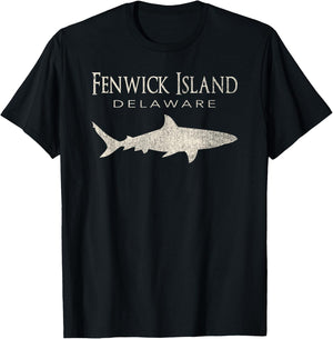 Retro Fenwick Island DE Shark T-Shirt - T-Shirt | Black