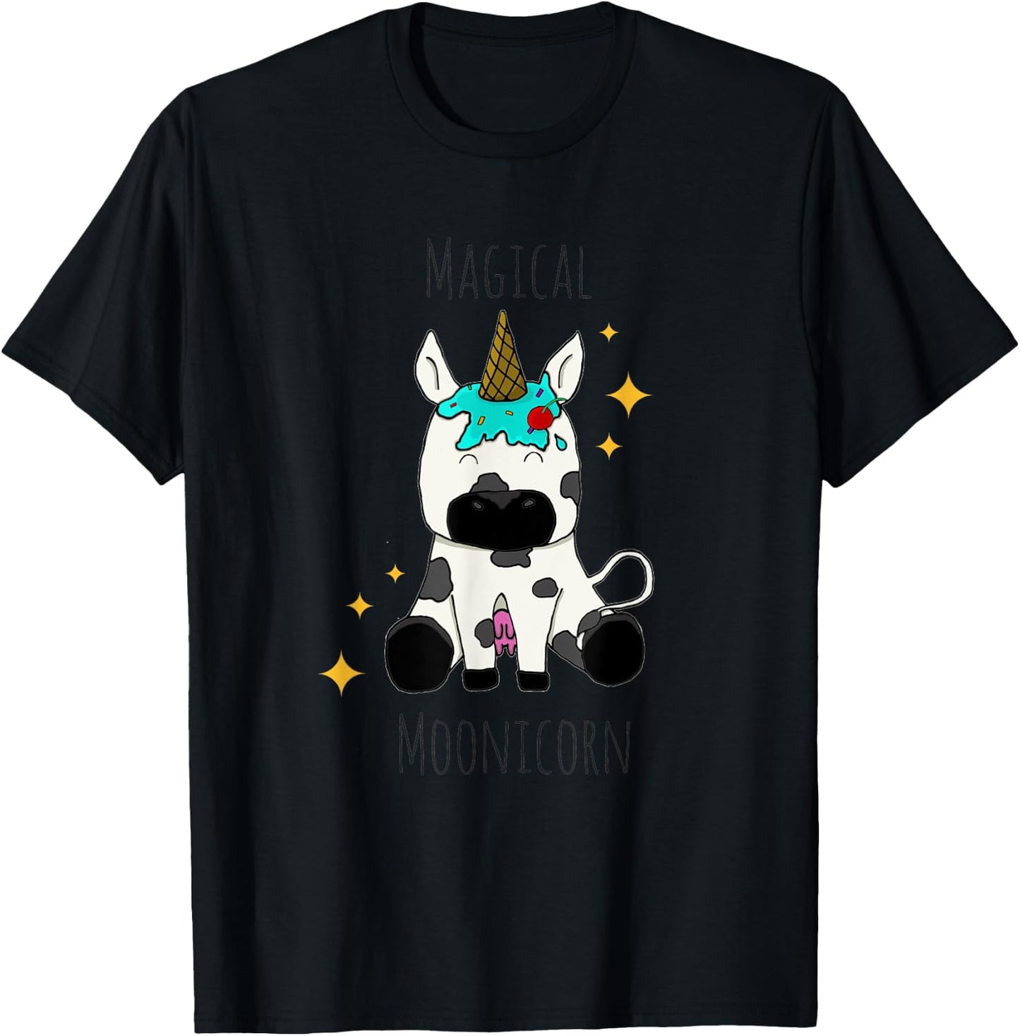 Funny Cow Magical Moonicorn for kids and adults T-Shirt - T-Shirt | Black