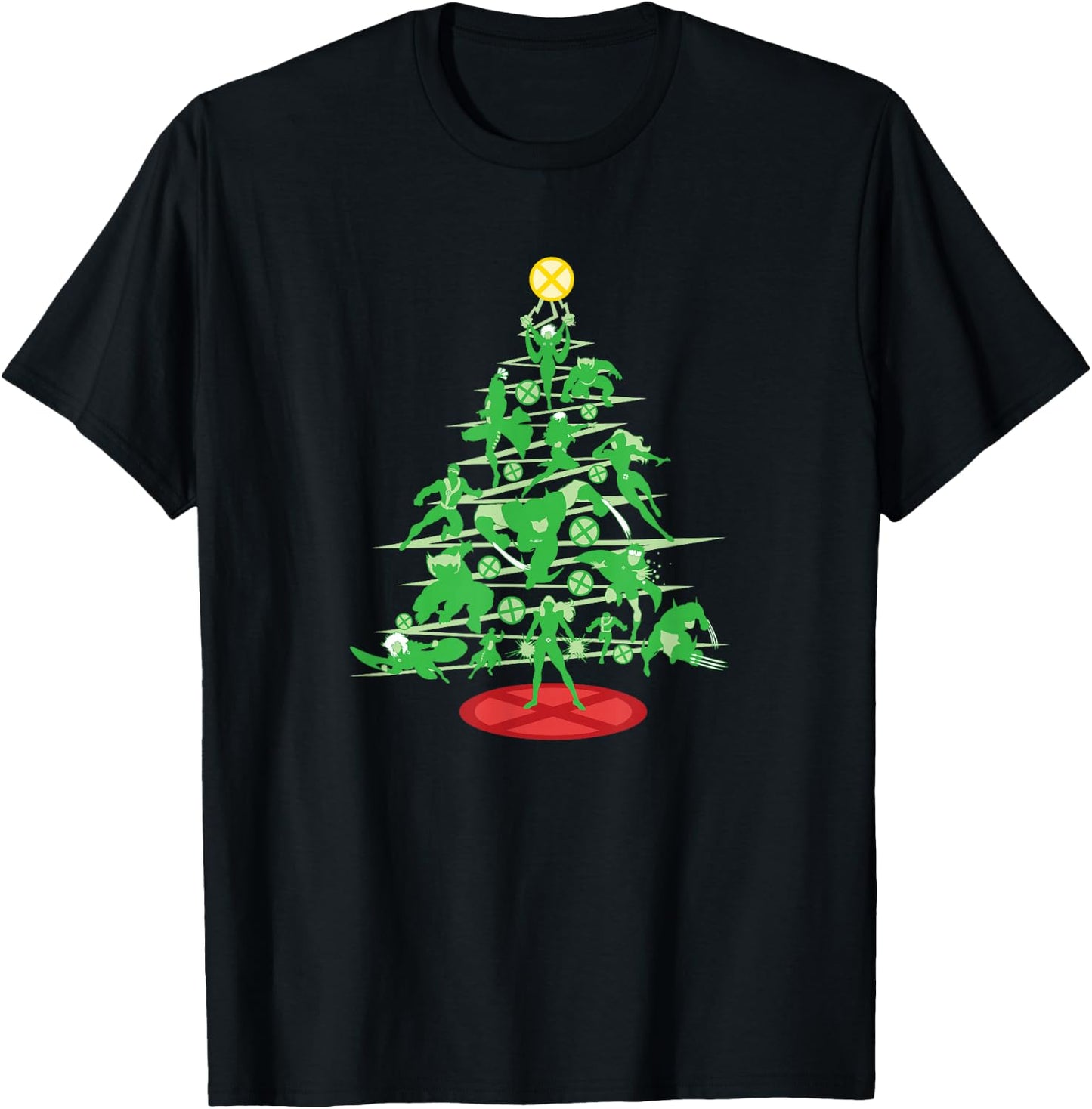 Marvel X-Men Mutant Christmas Tree T-Shirt - T-Shirt | Black