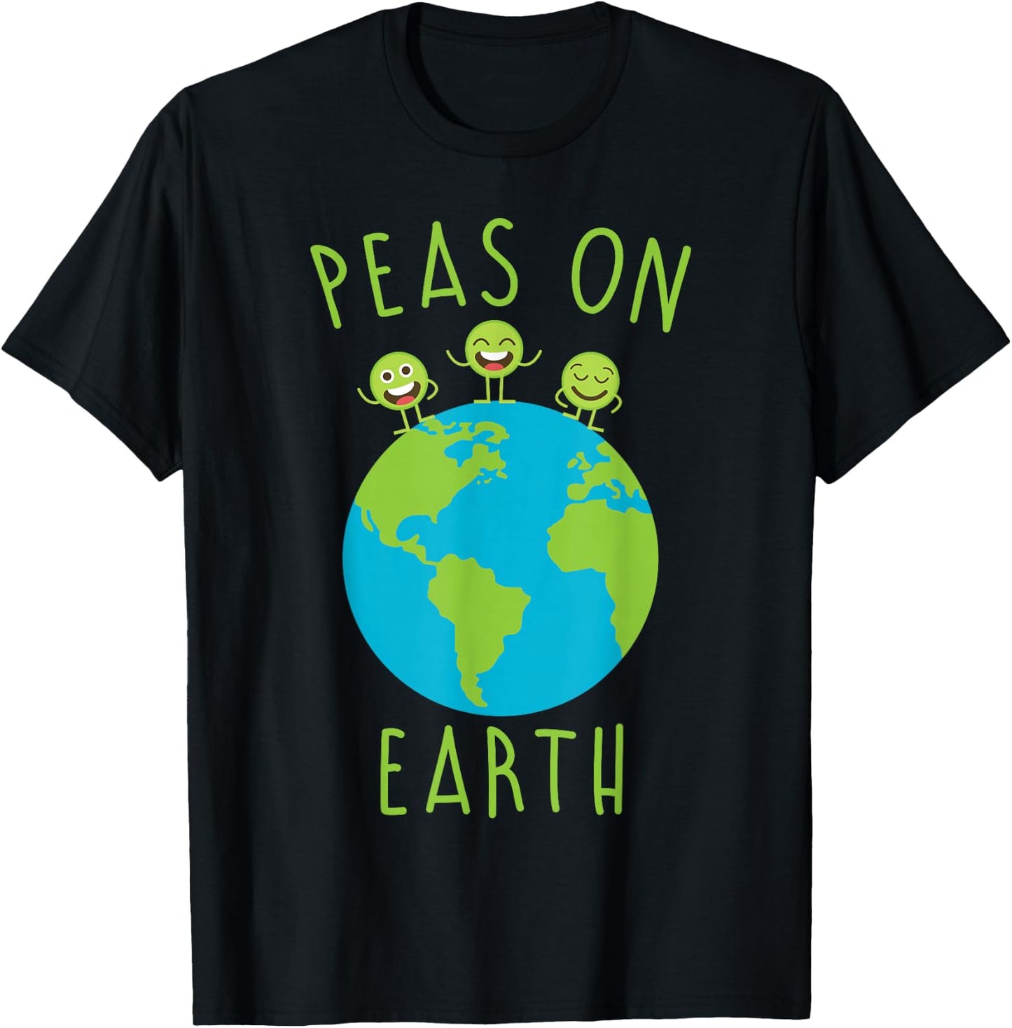 Funny Shirts Peas On Earth Peace Men Women Kids Gifts T-Shirt - T-Shirt | Black