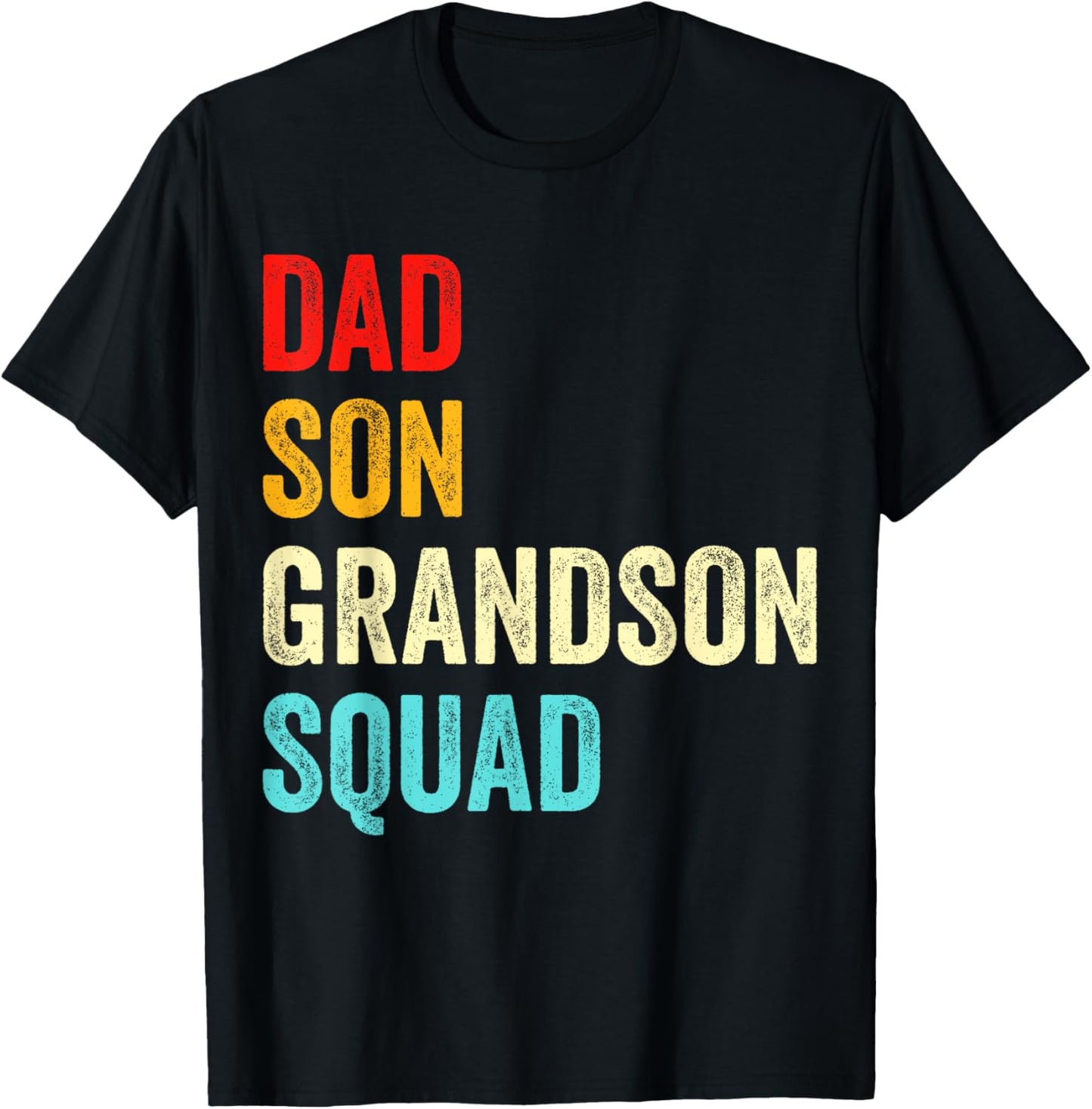 Dad Son Grandson Squad Matching Grandpa Father's Day Retro T-Shirt - T-Shirt | Black