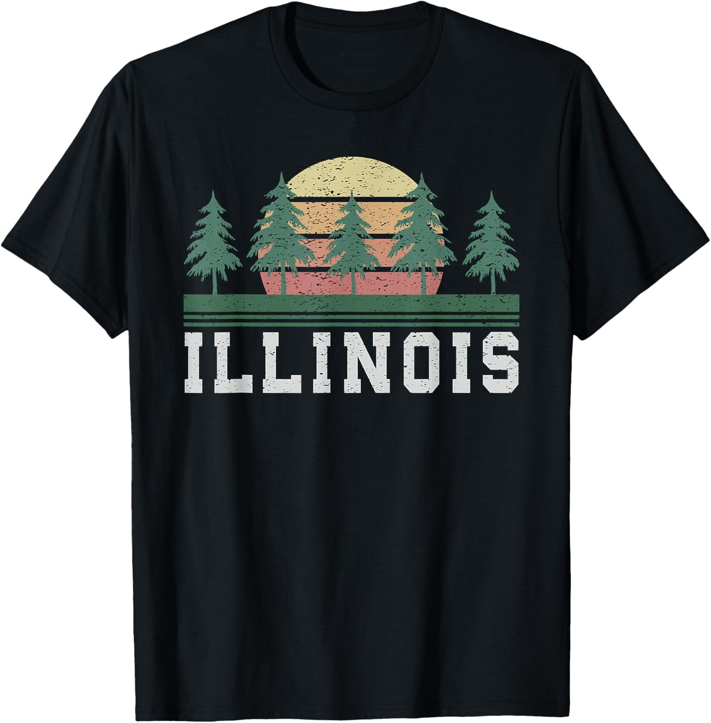 Illinois Retro Vintage Shirt Gift Men Women Kids T-Shirt - T-Shirt | Black