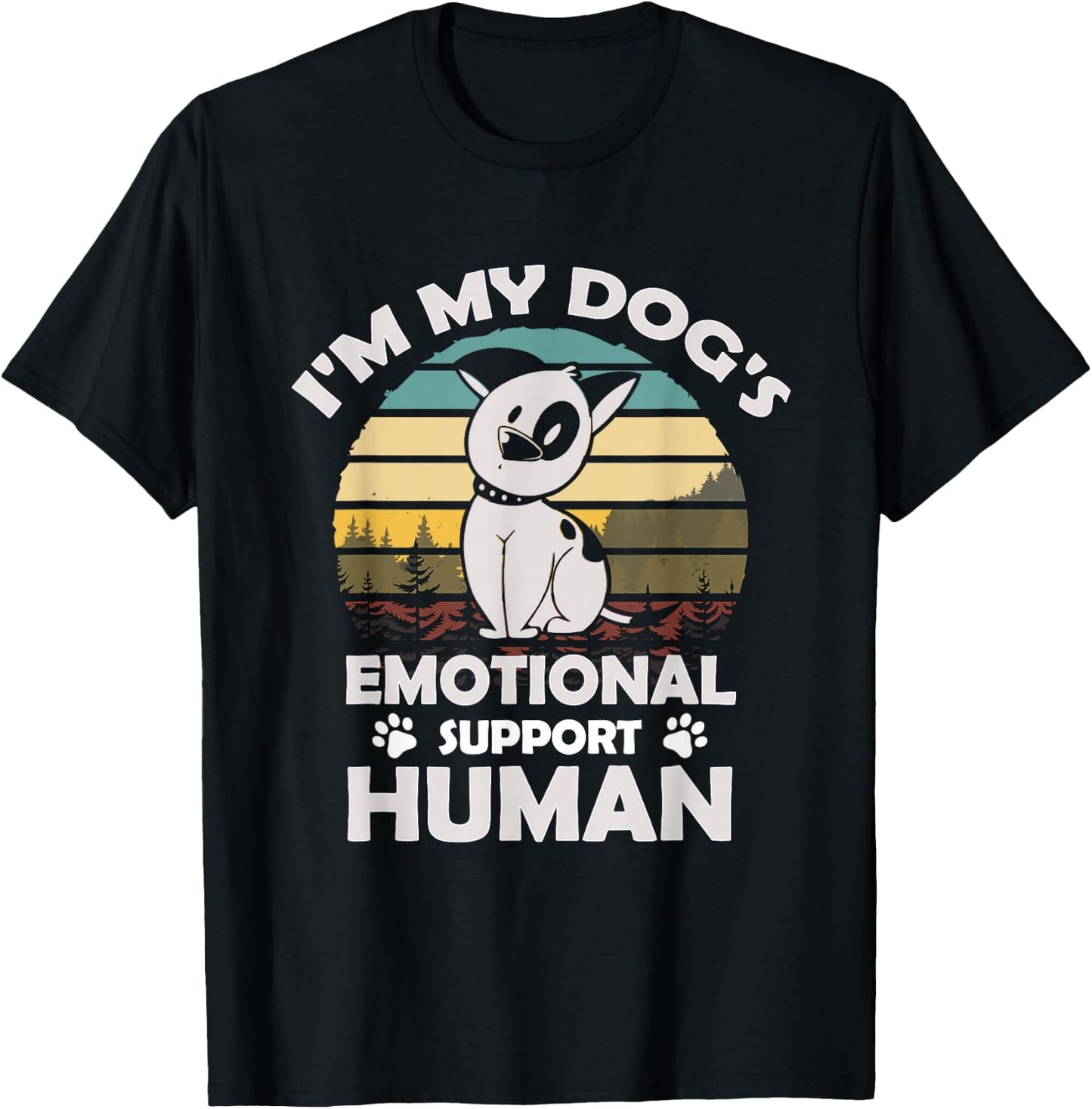 I'm My Dog's Emotional Support Human Retro Vintage Gift T-Shirt - T-Shirt | Black